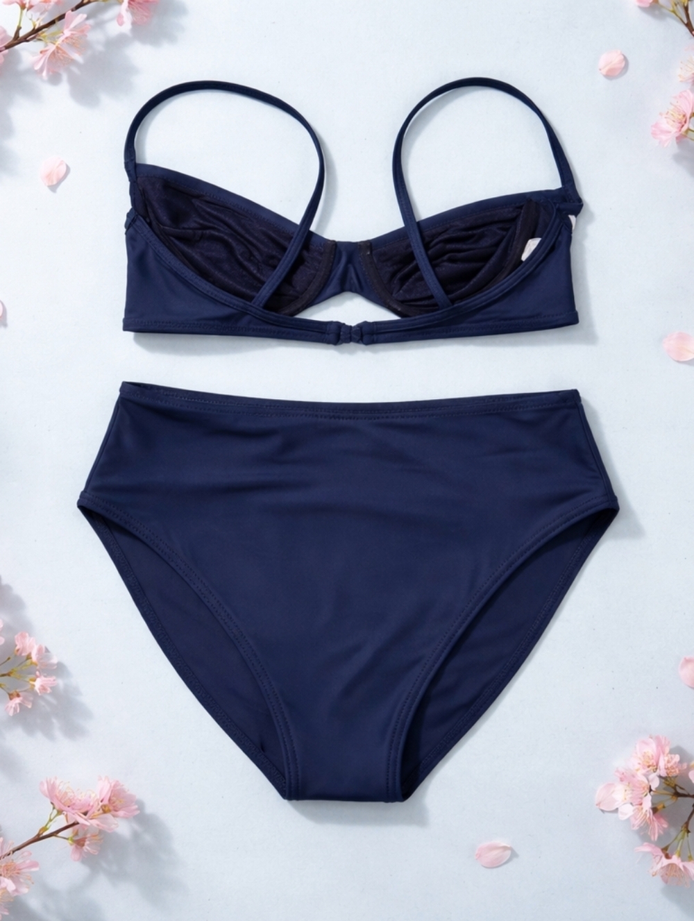 Vintage Gottex Navy Stripe High-Waist Bikini Set Size 8 Chic Nautique - Picture 5 of 14